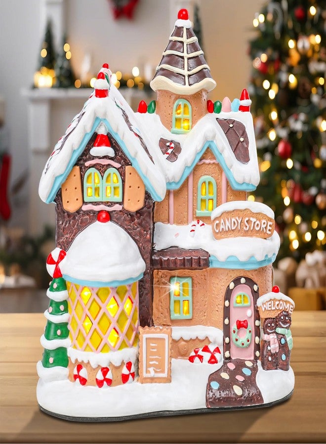 Vipush Christmas Village House Charming Christmas Ceramic Candy Store Decoration with Lights – Perfect Illuminated Holiday Centerpiece for Your Festive Decor - Image 1