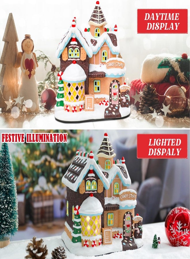 Vipush Christmas Village House Charming Christmas Ceramic Candy Store Decoration with Lights – Perfect Illuminated Holiday Centerpiece for Your Festive Decor - Image 2