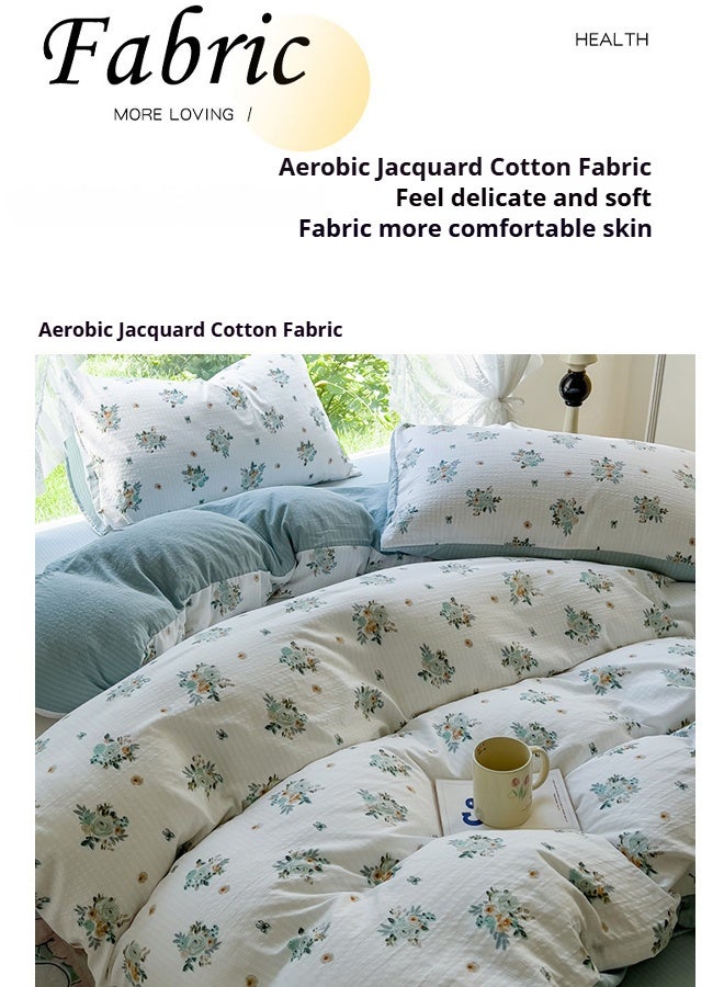 Floral Printed Duvet Cover, 4-Piece Ultra-Soft Cotton Bedding Set with Zipper Closure, Includes Two Pillowcases (200x230 cm)  - Image 3