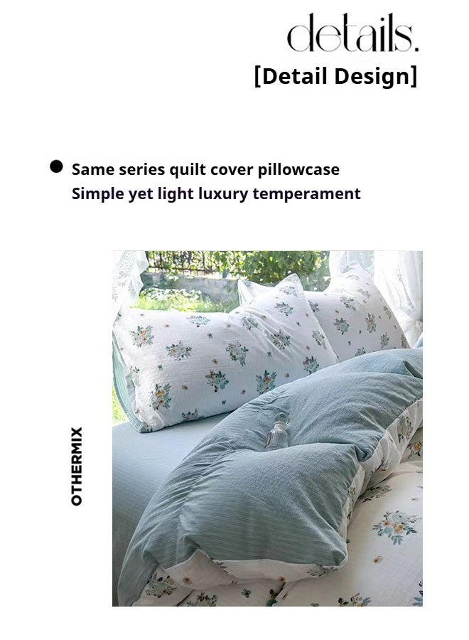 Floral Printed Duvet Cover, 4-Piece Ultra-Soft Cotton Bedding Set with Zipper Closure, Includes Two Pillowcases (200x230 cm)  - Image 5