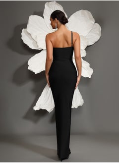 Meilun Women's Black Shoulder Strap Beaded Evening Dress  - Image 2