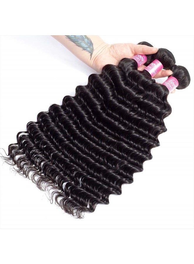 FQ 10A Brazilian Deep Wave Human Hair Bundles 1 Bundle 30" Deep Curly Weave Hair Bundles Unprocessed Virgin Brazilian Deep Wave Human Hair Bundles Natural Color - Image 2