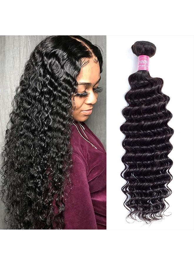 FQ 10A Brazilian Deep Wave Human Hair Bundles 1 Bundle 30" Deep Curly Weave Hair Bundles Unprocessed Virgin Brazilian Deep Wave Human Hair Bundles Natural Color - Image 1