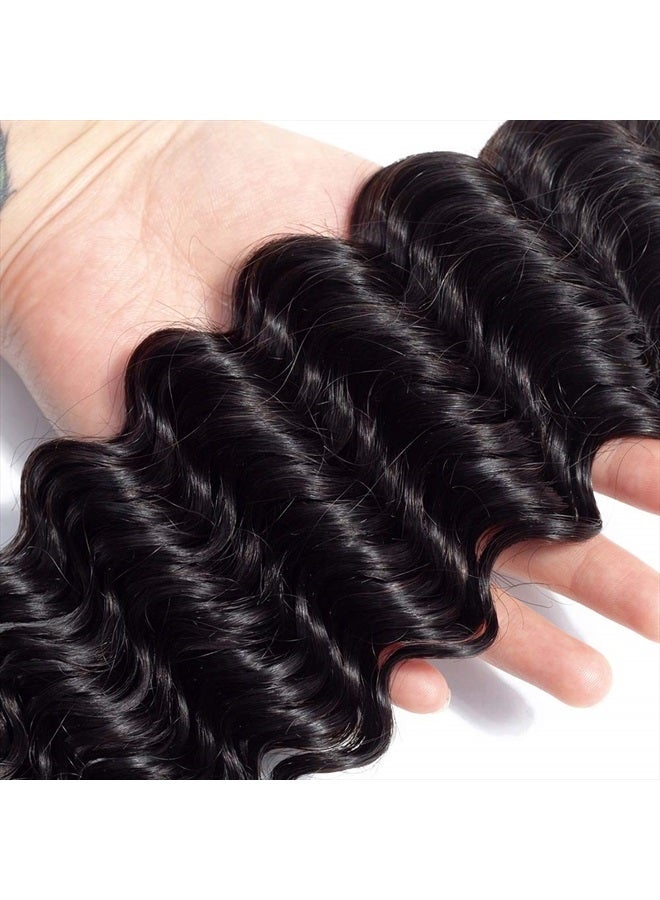 FQ 10A Brazilian Deep Wave Human Hair Bundles 1 Bundle 30" Deep Curly Weave Hair Bundles Unprocessed Virgin Brazilian Deep Wave Human Hair Bundles Natural Color - Image 4