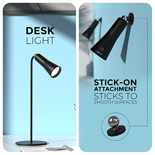 XECH Table Lamp for Study with Multiple Attachments Desk Lamps For Students 4 in 1 Rechargeable Desk Light with Powerful Neodymium Magnets & Adjustable Brightness Reading Lamp USB C Charging (Magneto) (Black) - Image 2