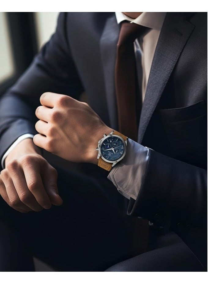 BENYAR Mens Watches Multifunction Chronograph Date Quartz Watch for Men Brown Leather Band Analog Wrist Watch Gift for Men Casual Business - Image 3