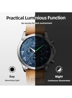 Mens Watches Multifunction Chronograph Date Quartz Watch for Men Brown Leather Band Analog Wrist Watch Gift for Men Casual Business - pzsku/Z3711EE2B41F2AF9A45E8Z/45/_/1738907991/9c4d456e-1f9e-4186-8d4b-b9720b218584