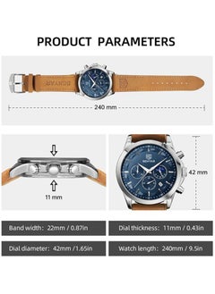 Mens Watches Multifunction Chronograph Date Quartz Watch for Men Brown Leather Band Analog Wrist Watch Gift for Men Casual Business - pzsku/Z3711EE2B41F2AF9A45E8Z/45/_/1738907993/3b10f1ca-c37b-4278-a002-878d6885768f