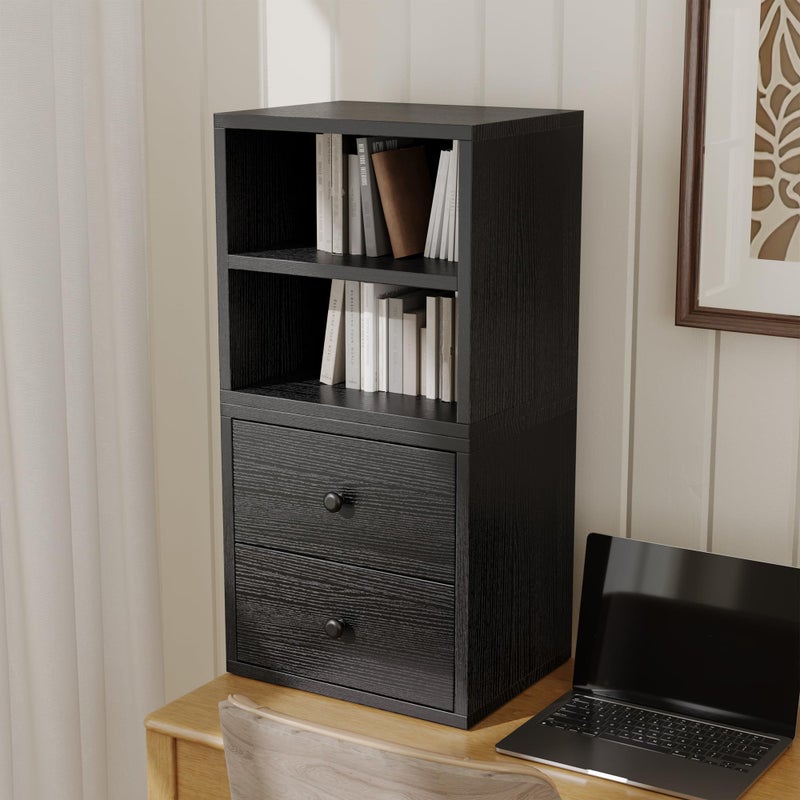 FUSUNBAO Magic DIY Cube Storage Organizer Stackable Cubes for Home Books Clothes Toy-Modular Cubby Storage System-Office Cubical-Bookcase Closet(Black, Glass Door Cube) - Image 5