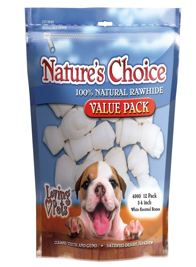 Loving Pets Nature's Choice White Knotted Rawhide Bones for Dogs, 3"-4" (for dogs less than 10 lbs) - Image 1