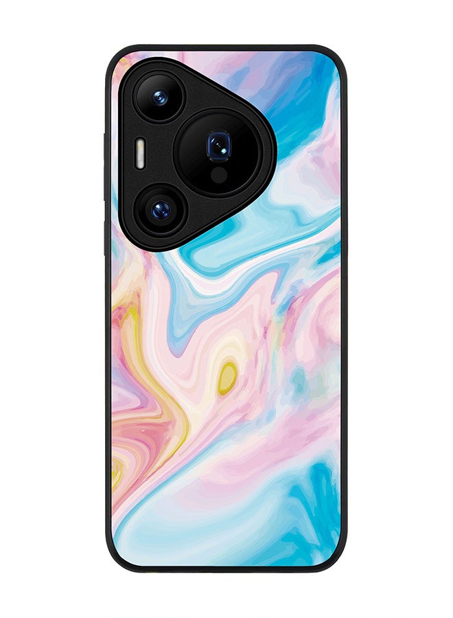 Stylizedd Rugged Black edge case for Huawei Pura 70 Pro / Huawei Pura 70 Pro Plus, Slim fit Soft Case Flexible Anti Drop TPU Gel Thin Cover - Marble Print Aqua - Image 1