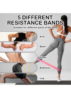 YOUGE Resistance Band Set, 5 Latex Exercise Bands with 5 Resistance Levels, Skin Friendly Elastic Bands for Home Exercise, Physical Therapy, Strength Training, Yoga  - Image 4