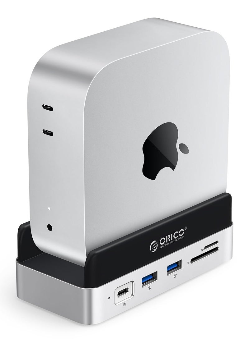 Orico ORICO MiniDock and Stand Compatibility with Mac mini M4, 10-in-1 Aluminum Hub with M.2 SSD Enclosure, 10Gbps USB-C & USB-A, 4K HDMI, Gigabit Ethernet, SD/TF Card Readers  - Image 1