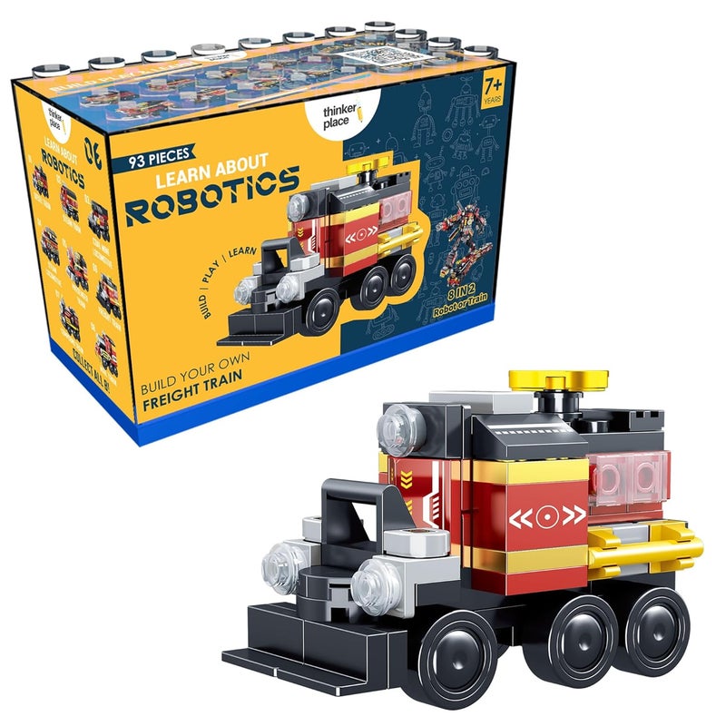 ThinkerPlace STEM Robotics Freight Train Block Set - 93 Pieces Educational Building Toy for Kids 7+ - Image 1