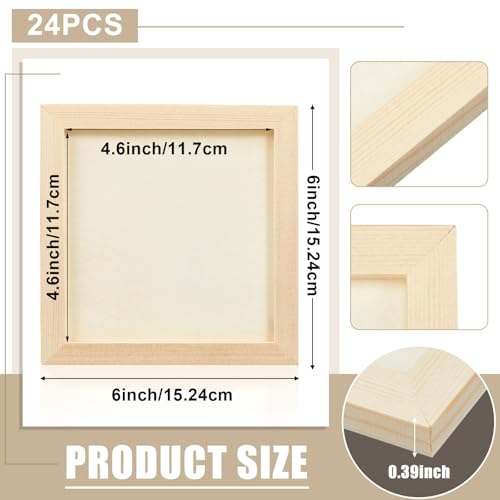 Kathfly 24 Pcs 6x6 Wood Panel Boards Unfinished Wood Canvas Panels for Painting Crafts DIY Drawing Pouring Art Projects - Image 3