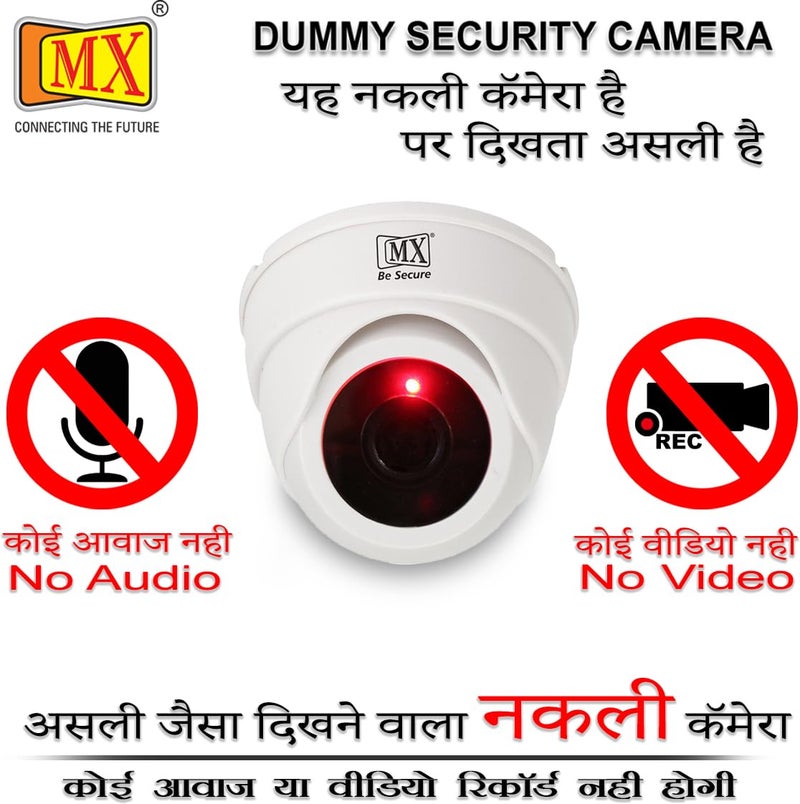 MX Dummy CCTV Dome Camera with Flashing LED Light, Battery Operated Fake Security Camera (No Audio or Video Recording), Indoor & Outdoor Use for Home and Office – 1 Piece - Image 4