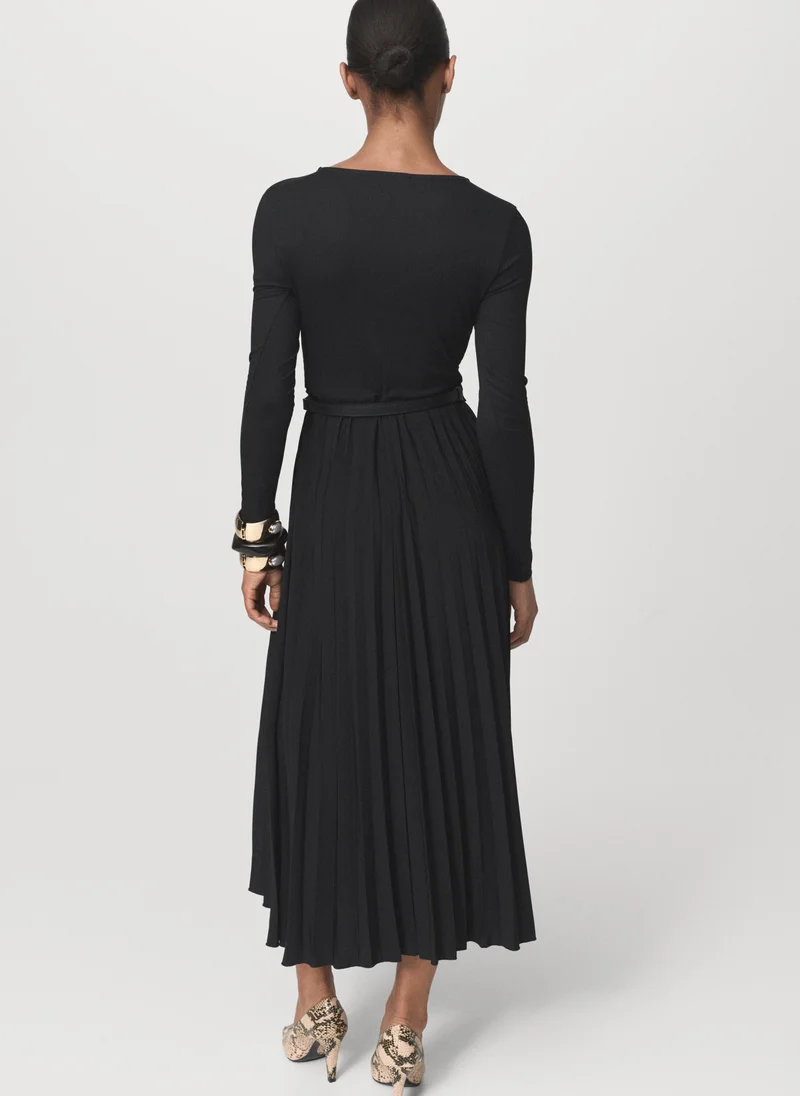 MANGO Pleated dress with belt