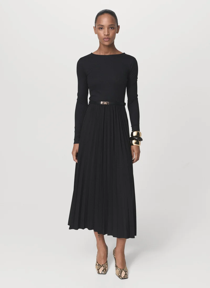 MANGO Pleated dress with belt