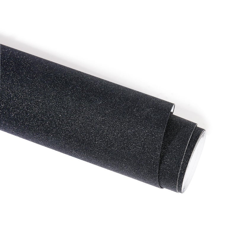 AuMoHall Sparkling Black Car Vinyl Wrap Roll Glitter Diamond Black Self Adhesive Vinyl Sticker DIY Film for Car Interior and Exterior Decoration 1181 x 7874