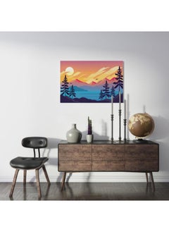 Boho Landscape Print Abstract Mountains Lake on canvas wall art