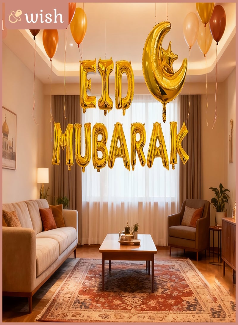 Wish Eid Mubarak Balloon Banner With Moon And Star - Image 2
