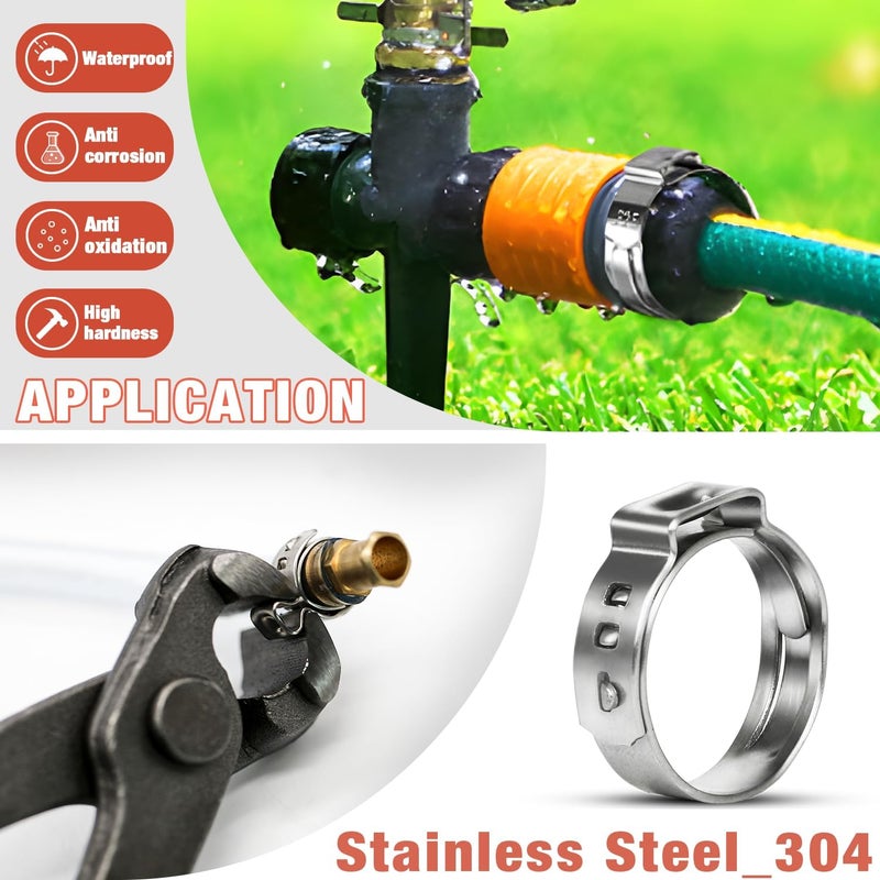 AKIHISA 360pcs Stainless Steel 304 Single Ear Hose Clamps Assortment Kit (5.3-36.1mm) - Image 4
