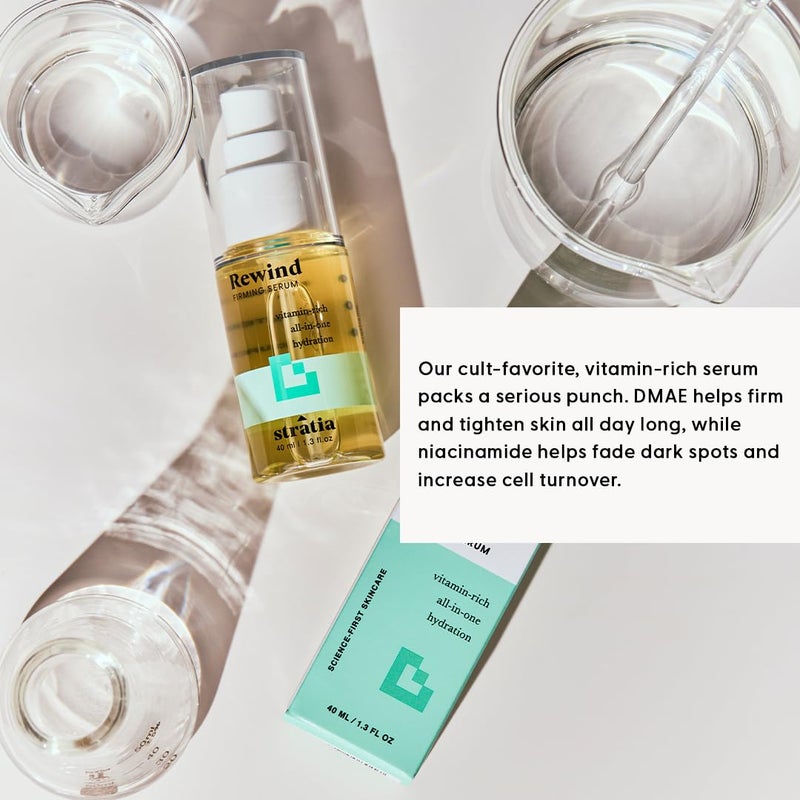 Stratia Rewind Firming & Hydrating Serum with Hyaluronic Acid & Niacinamide - Moisturizes & Evens Skin Tone with DMAE for Smooth, Plump Skin, 1.3 Fl Oz - Image 5