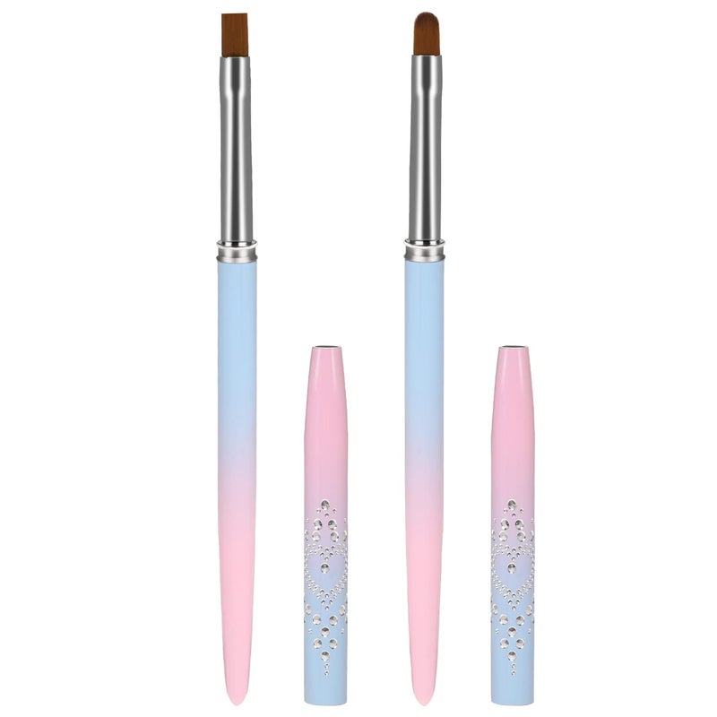 Sliverdew Nail Polish Clean Up Brush 2Pcs RoundFlat Nail Art Polish Brush for Cleaning Finger Nail Cleaning Brushes for Nail Art Professional Nail Painting Brush