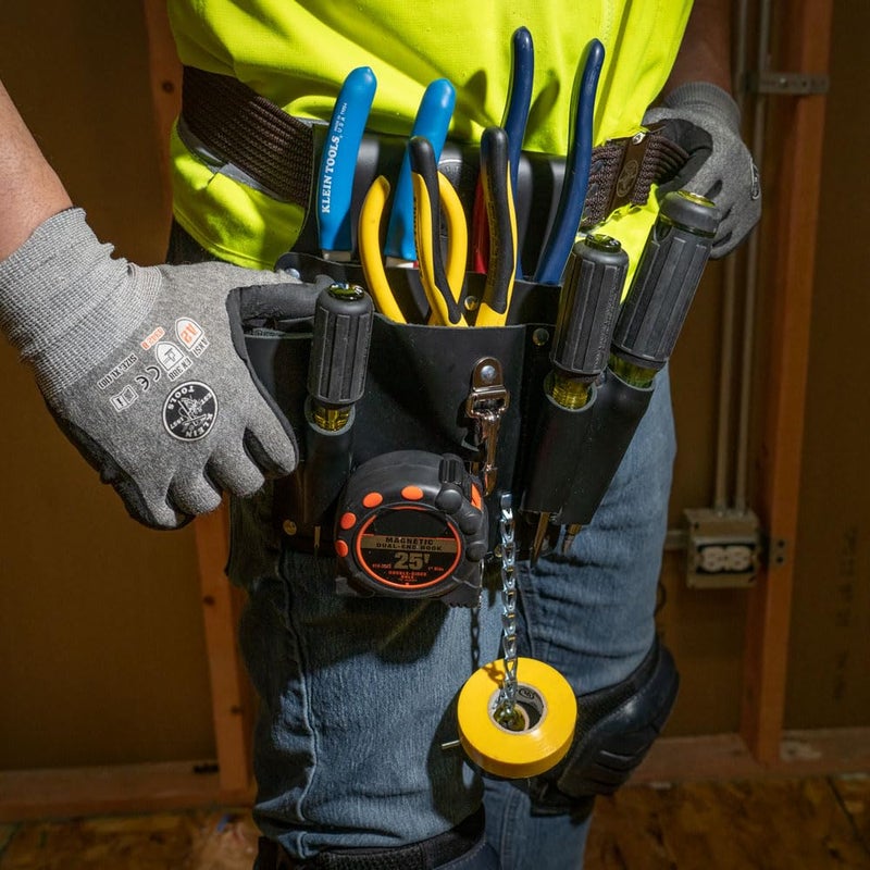 Klein Tools 5178 Pocket Tool Pouch, Leather, Tunnel Loop Belt Connection, Black - Image 4