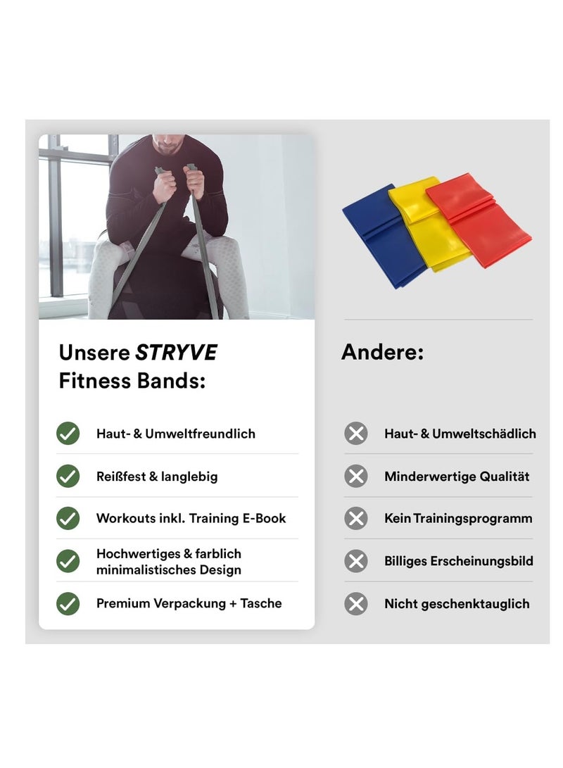 STRYVE Fitness Loops / Resistance Bands Set of 4 with Instructions, eBook in German and Bag - 4 x Fitness Band Resistance Band Exercise Band - Image 5