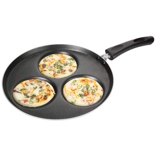 Premier Non Stick Omini Aluminium Uthappam 3 Tawa 28cm 019623 Black Durable NonStick Coating for Easy Cooking and Cleaning Even Heat Distribution Stylish Red Design - Image 2