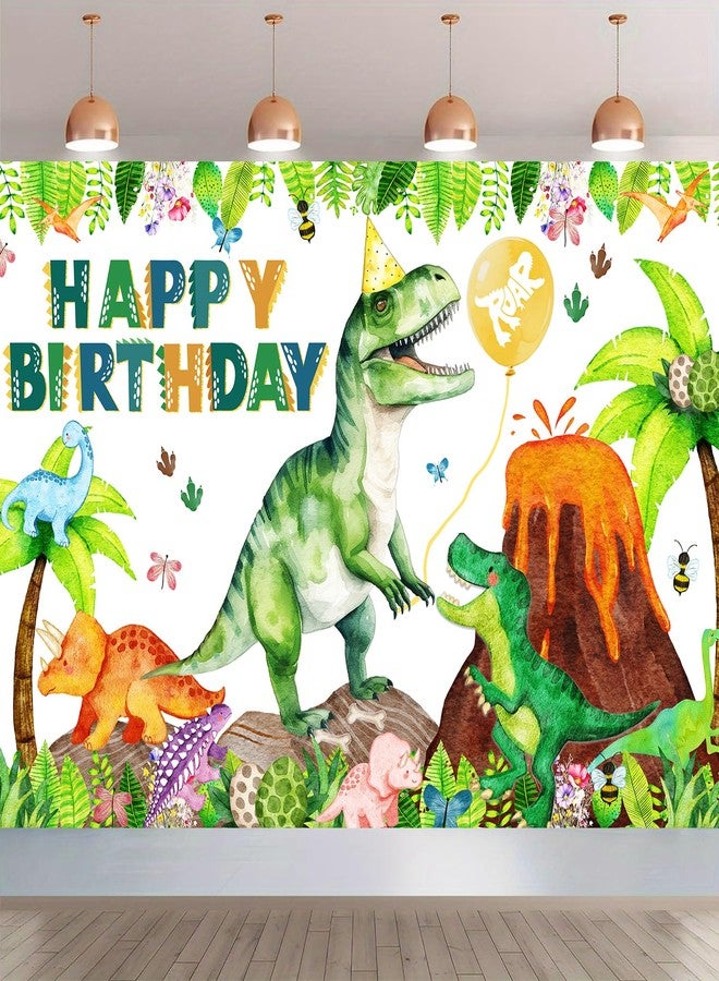 BIGKEOKI Dinosaur birthday party backdrop banner (Green Dino Happy Birthday Generic) - Image 1