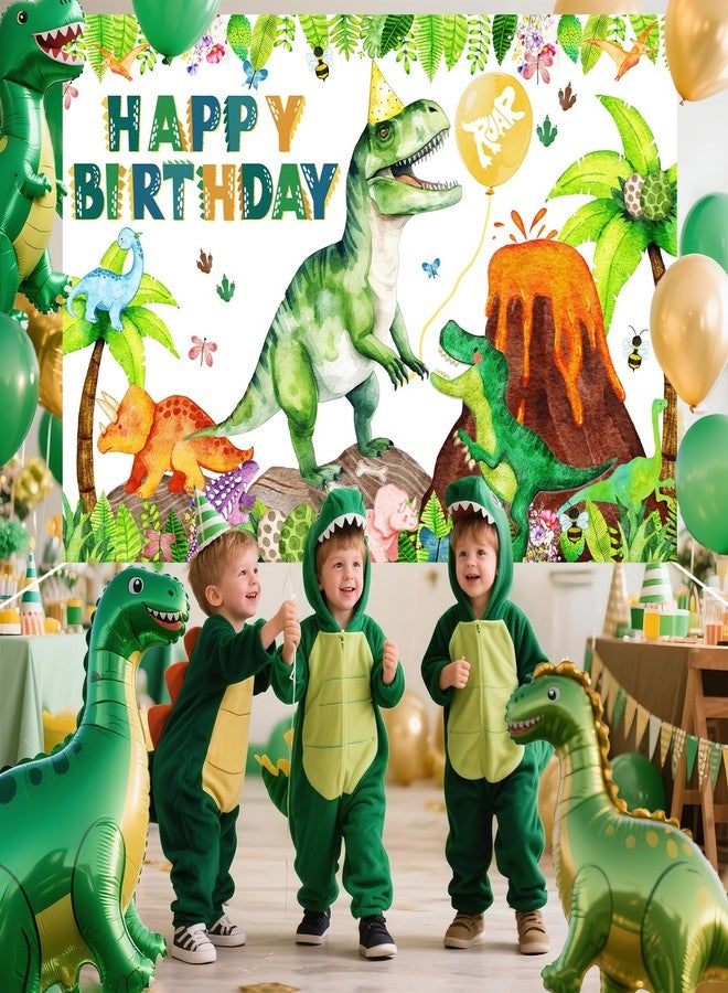 BIGKEOKI Dinosaur birthday party backdrop banner (Green Dino Happy Birthday Generic) - Image 4
