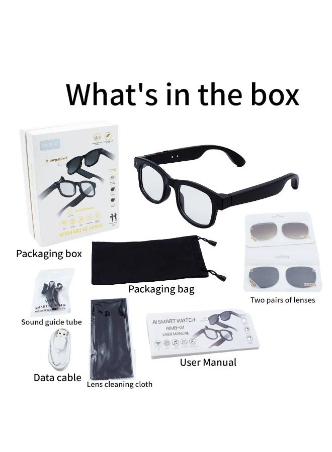 AIMB-G1 AI Smart Glasses With 8-Megapixel Camera, 3 Sets of Lenses & 290mAh Battery - Shocking Sound Quality & Comfortable and Secure Wear - Image 3
