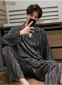 2-piece Men' s Pajama Set Silk Satin Long Sleeve Sleepwear with Button Classic Loungewear Nightwear Notch Neck Shirt and Waist Elastic Pants Pajama for Men - pzsku/Z3712874D5A5240D514F3Z/45/_/1691118813/2d2f9dc8-c666-4f98-baa1-62178d1fbe15