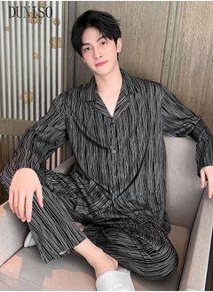 2-piece Men' s Pajama Set Silk Satin Long Sleeve Sleepwear with Button Classic Loungewear Nightwear Notch Neck Shirt and Waist Elastic Pants Pajama for Men - pzsku/Z3712874D5A5240D514F3Z/45/_/1691118813/d7178d14-4452-497c-8708-b97a80687b69