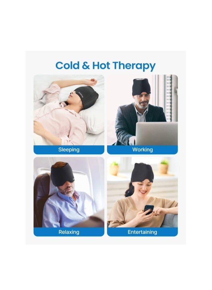 RENPHO Ice Head Wrap, Headache Relief Hat for Migraine, Migraine Cap with Hot or Cold Therapy, Ice Pack Heating & Cooling Eye Mask with Gel, Cold/Hot Compress for Puffy Eye, Tension, Sinus, Stress - Image 3
