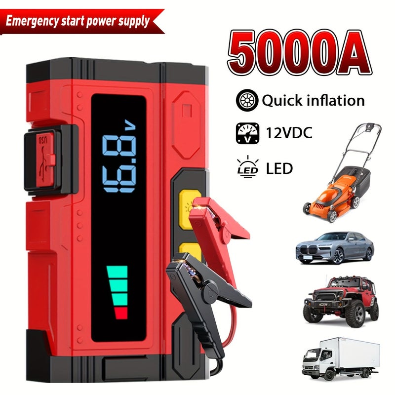 High Power 10 In 1 Car Jump Starter 5000A 12V 24V Emergency Power Bank With LCD Display - Image 2