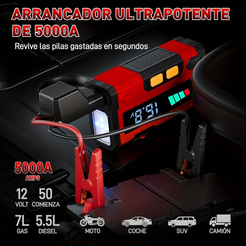 High Power 10 In 1 Car Jump Starter 5000A 12V 24V Emergency Power Bank With LCD Display - Image 5