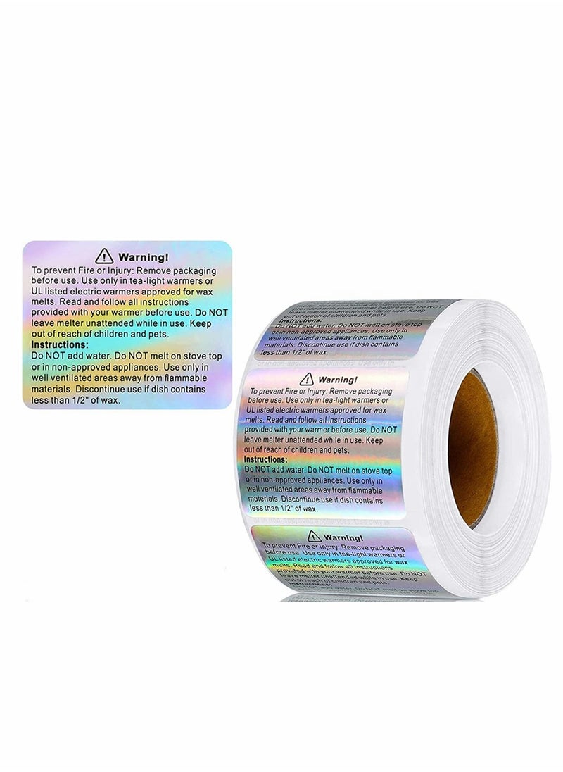 Excefore Candle Warning Stickers Label, Waterproof Candle Safety Decals with 100 Pieces Cotton Candle Wicks for Wax Melt Molds, 1.8 x 1.5 Inches 600 Pieces  - Image 1