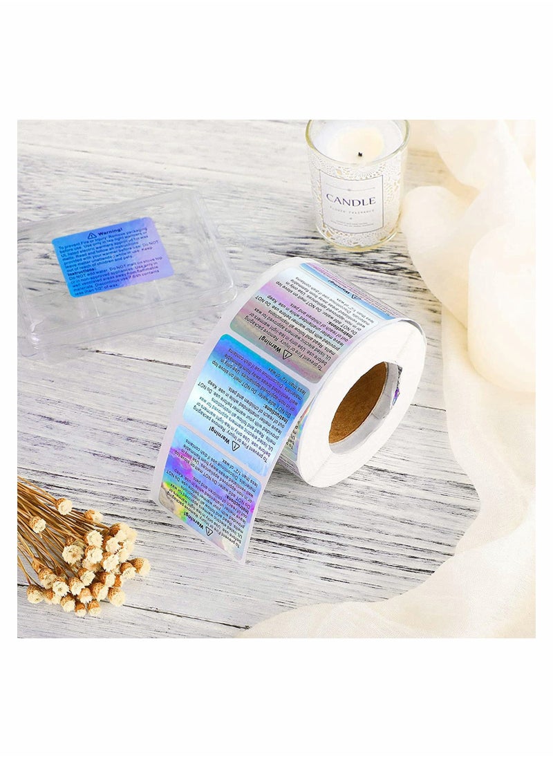 Excefore Candle Warning Stickers Label, Waterproof Candle Safety Decals with 100 Pieces Cotton Candle Wicks for Wax Melt Molds, 1.8 x 1.5 Inches 600 Pieces  - Image 2