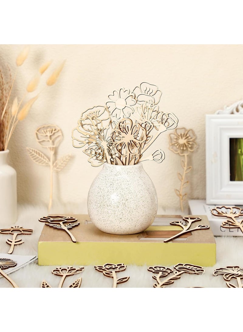 Luckam 36Pcs Wildflower Decor Set, Laser Cut Flowers with Stems and Cutout Signs, Rustic Floral Arrangements for Home, Holiday Decor, DIY Craft Projects, and Table Centerpiece Decors (Wood) - Image 2