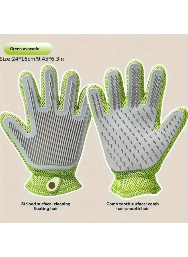 Generic Pet Soft Silicone Massaging Glove For Dogs And Cats (Avocado Tackle Glove) | Dual-Sided Deshedding, Massaging Grooming Glove For Dogs, Cats And Other Small Animals, Hair Removing Tool - Image 2