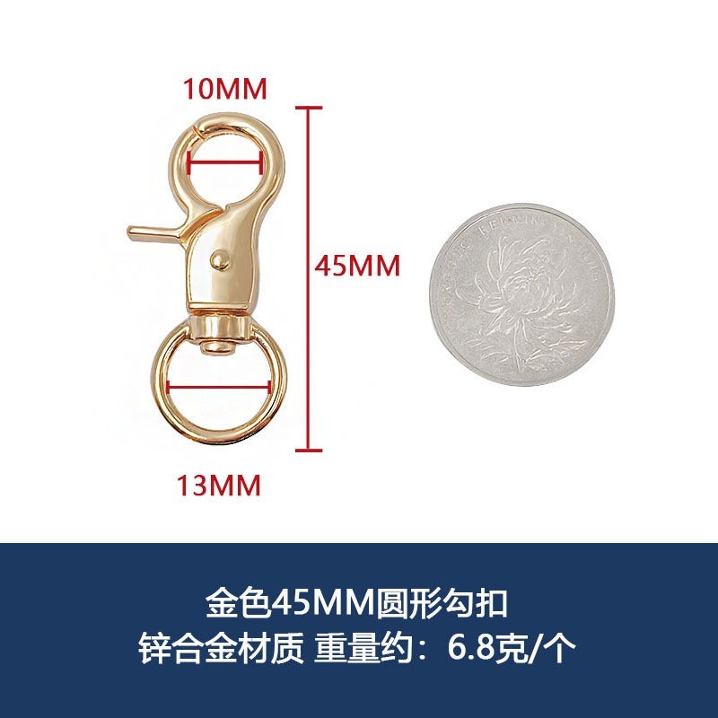 Wholesale Spring Clasp Lobster Claw for DIY Bag Gold 45mm round hook one