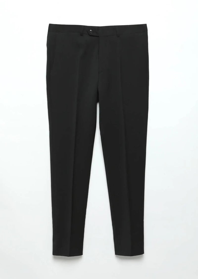 RAMSEY Black Material Modern Fit Classical 100% Wool Trousers - Image 1