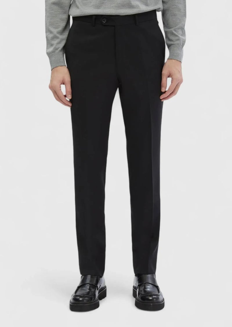 RAMSEY Black Material Modern Fit Classical 100% Wool Trousers - Image 4