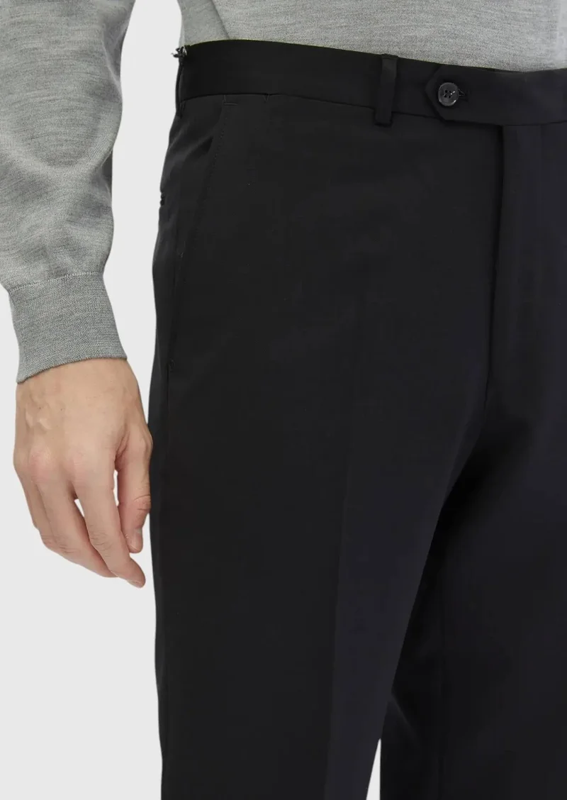 RAMSEY Black Material Modern Fit Classical 100% Wool Trousers