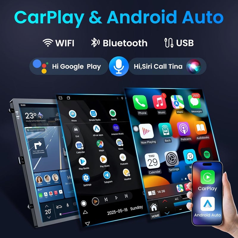 Jerqry Car Stereo Radio for Chevy Cruze 2009-2015: 5G WiFi 10.4 inch IPS Touchscreen Wireless CarPlay Andriod Auto Bluetooth FM GPS Navigation 1080P Backup Camera Steering Wheel Control - Image 2