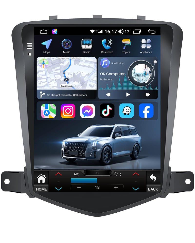 Jerqry Car Stereo Radio for Chevy Cruze 2009-2015: 5G WiFi 10.4 inch IPS Touchscreen Wireless CarPlay Andriod Auto Bluetooth FM GPS Navigation 1080P Backup Camera Steering Wheel Control - Image 1