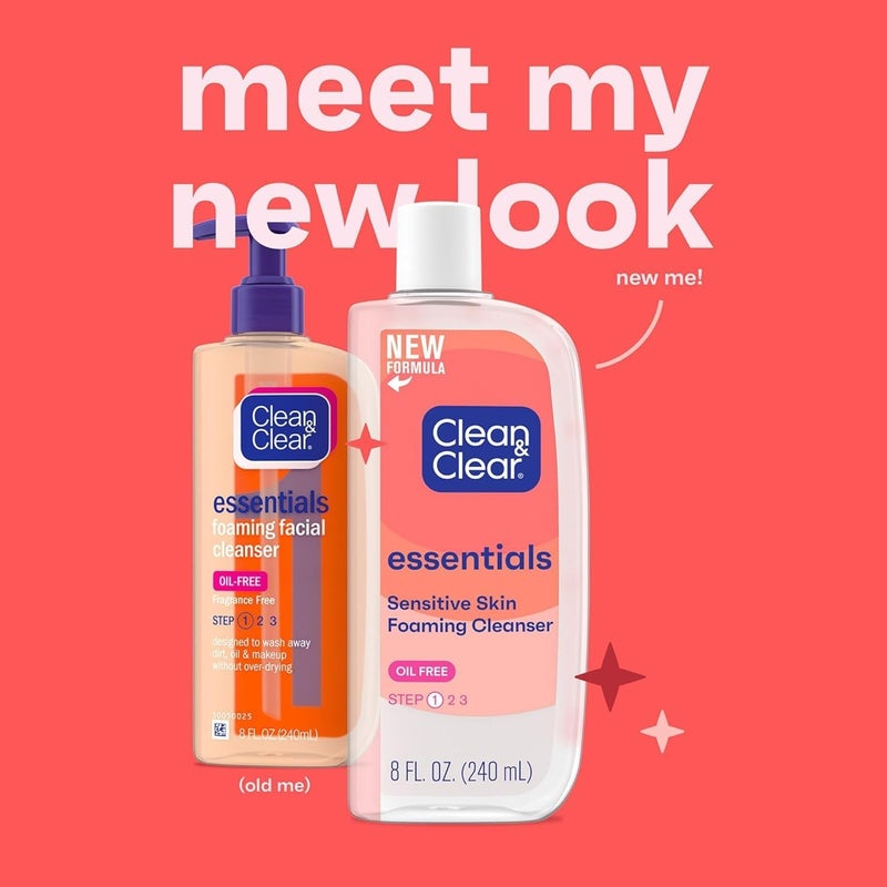 Clean & Clear ESSENTIALS Foaming Facial Cleanser, 8 Ounce (Pack of 2) - Image 3